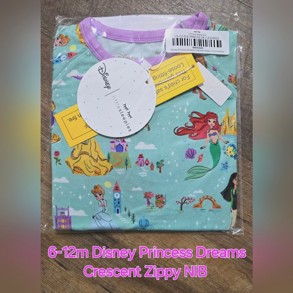 Little Sleepies Disney Princess Dreams Crescent Zippy 6-12month NWT NIB Rare HTF